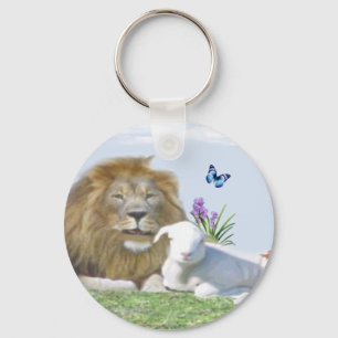 Lion and the lamb Bible verse Keychain