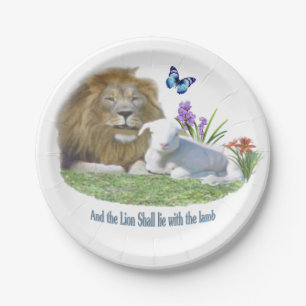 Lion and the lamb Bible verse Paper Plate