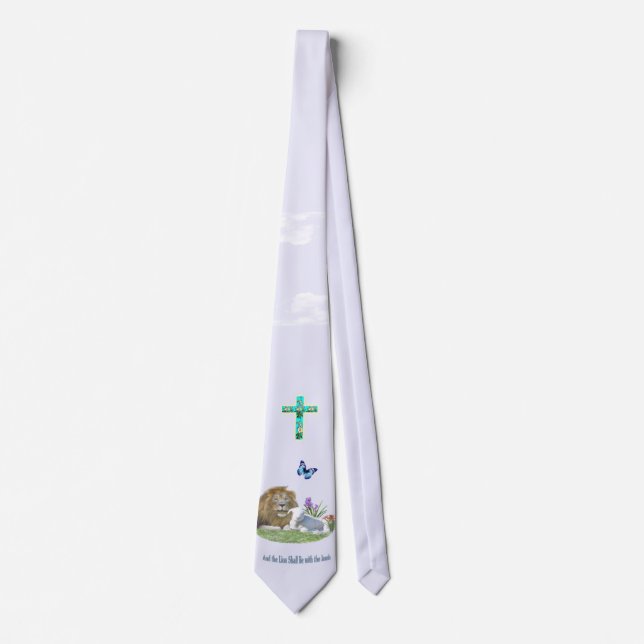 Lion and the lamb Bible verse Tie (Front)