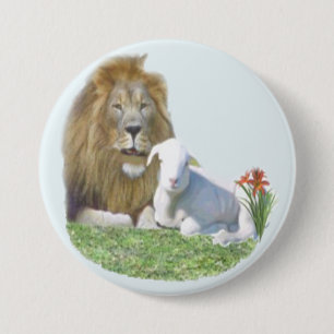 Lion and the lamb Christian gifts 3 Inch Round Button