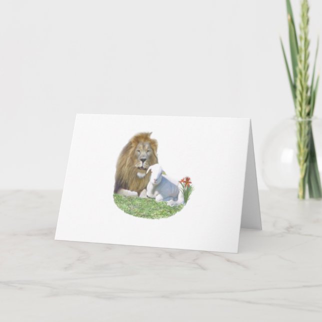 Lion and the lamb Christian gifts Holiday Card (Front)