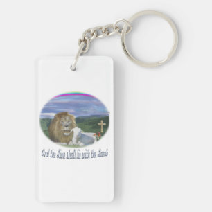 Lion and the lamb christian gifts keychain