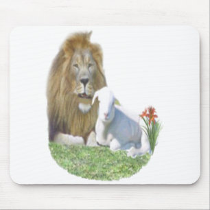 Lion and the lamb Christian gifts Mouse Pad