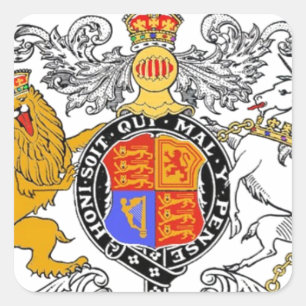 LION AND UNICORN COAT OF ARMS SQUARE STICKER