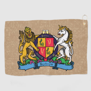 Lion and Unicorn Rampant Beer Coat of Arms Golf Towel