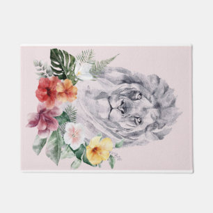 Lion Animal Flowers Doormat