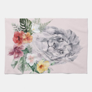 Lion Animal Flowers Kitchen Towel