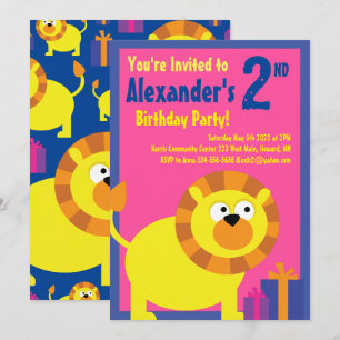 Lion Animal Kid's Birthday Party Invitations