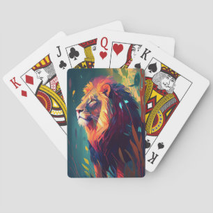 Lion Animal Portrait Painting Wildlife Outdoors Playing Cards