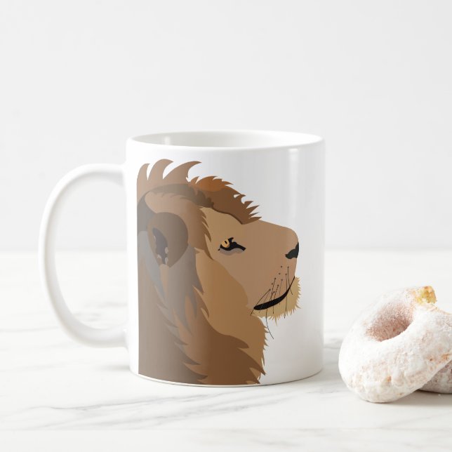 Lion Animal Wildlife Big Cat Lover Coffee Mug (With Donut)