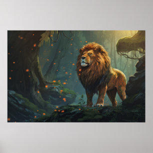 Lion Animal Wildlife Wilderness Colourful Wall Art