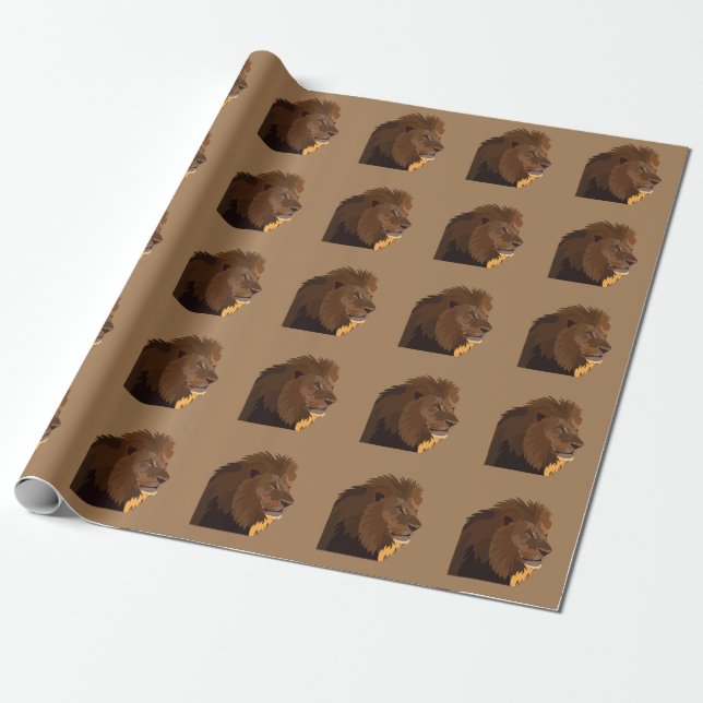 Lion Animal Wildlife Wrapping Paper (Unrolled)