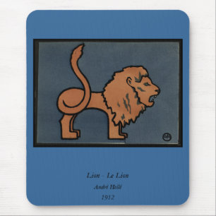 Lion - Antiquarian, Colourful Book Illustration Mouse Pad
