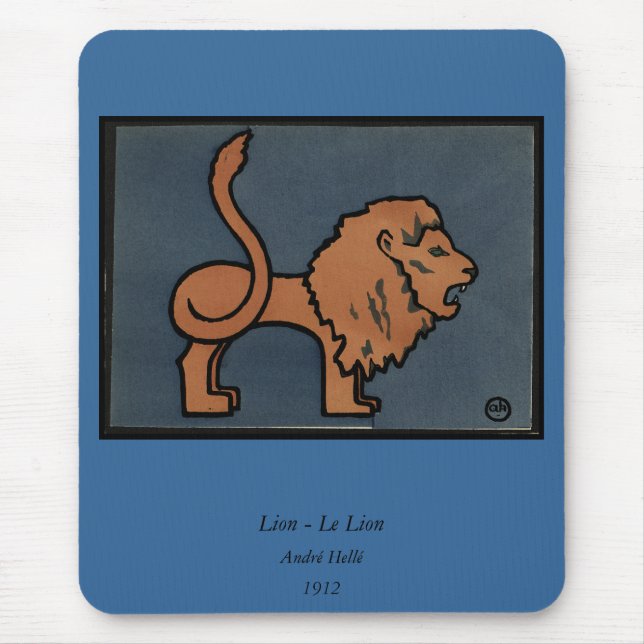 Lion - Antiquarian, Colourful Book Illustration Mouse Pad (Front)