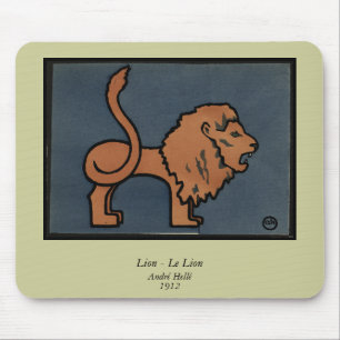Lion - Antiquarian, Colourful Book Illustration Mouse Pad