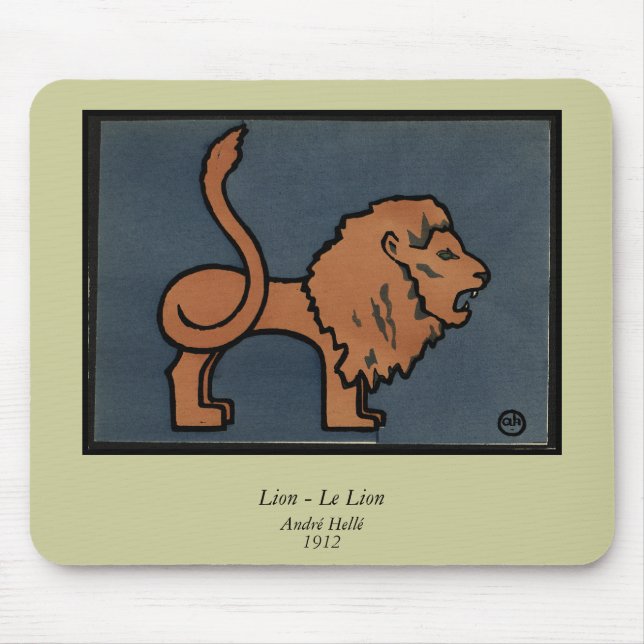 Lion - Antiquarian, Colourful Book Illustration Mouse Pad (Front)