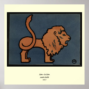 Lion - Antiquarian, Colourful Book Illustration Poster
