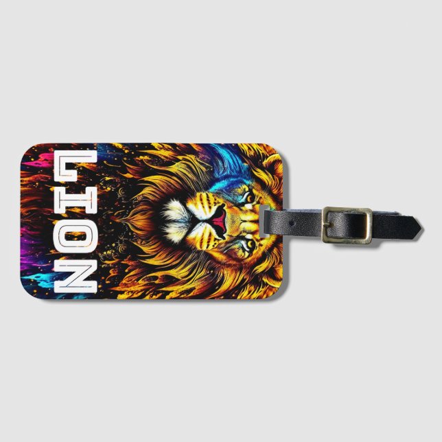 Lion Art Colour Splash Luggage Tag (Front Horizontal)