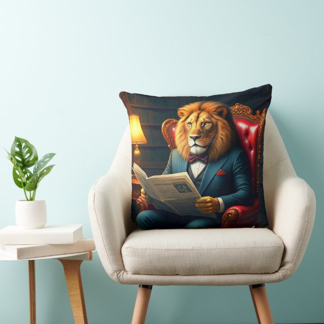 Lion Art Throw Pillow (Chair)