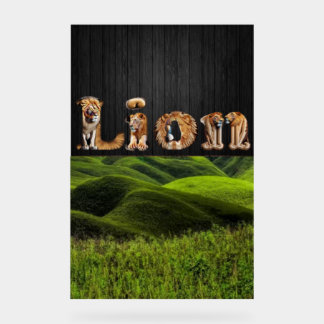 "LION Art typographique - Affiche du roi majestueu