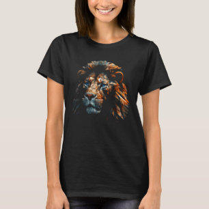 Lion Artwork Blue Eyes Animal Motif Lion T-Shirt