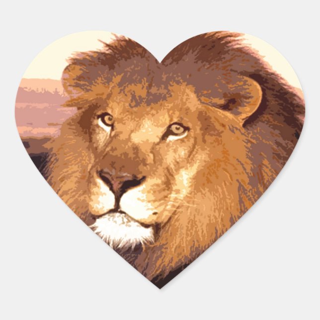 Lion Artwork Heart Sticker (Front)