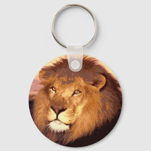 Lion Artwork Round Keychain
