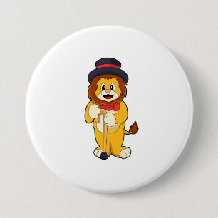 Lion as Gentleman with Hat 3 Inch Round Button