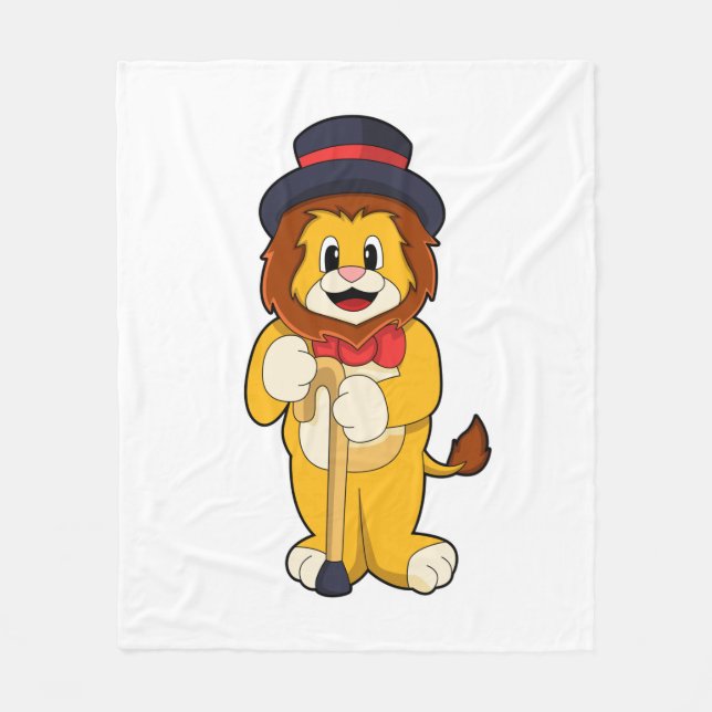 Lion as Gentleman with Hat Fleece Blanket (Front)