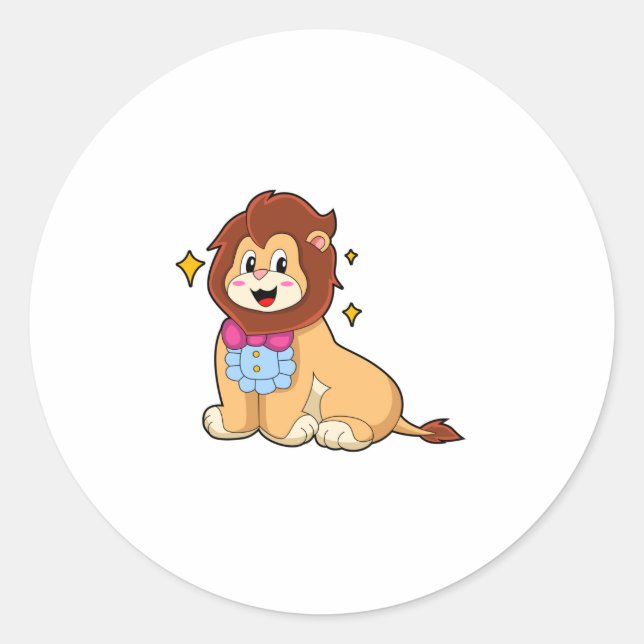 Lion as Gentleman with Tie.PNG Classic Round Sticker (Front)