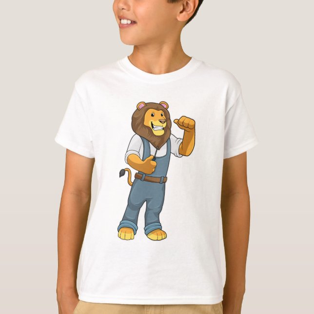 Lion as Handyman Screwdriver T-Shirt (Front)