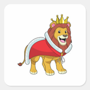 Lion as King with Crown & Cape Square Sticker