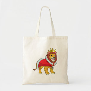 Lion as King with Crown & Cape Tote Bag