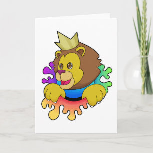 Lion as King with Crown Card