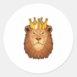 Lion as King with Crown Classic Round Sticker