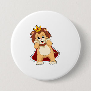 Lion as King with Crown.PNG 3 Inch Round Button