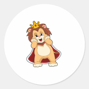 Lion as King with Crown.PNG Classic Round Sticker