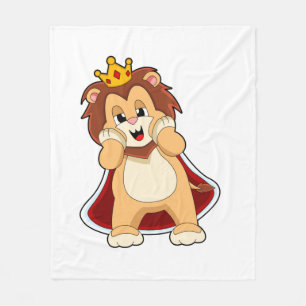 Lion as King with Crown.PNG Fleece Blanket