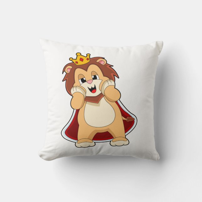 Lion as King with Crown.PNG Throw Pillow (Front)