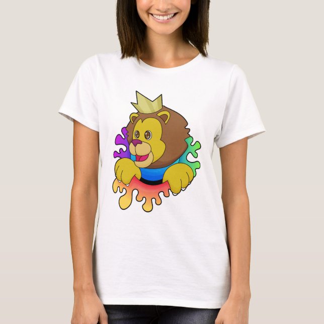 Lion as King with Crown T-Shirt (Front)