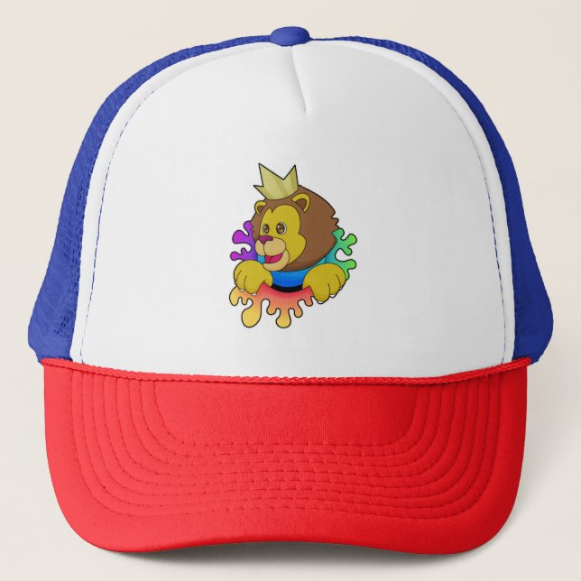 Lion as King with Crown Trucker Hat (Front)