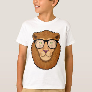 Lion as Nerd with Glasses T-Shirt