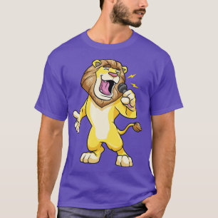 Lion as Singer with Microphone T-Shirt