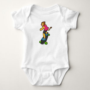 Lion as Skateboarder with Skateboard Baby Bodysuit