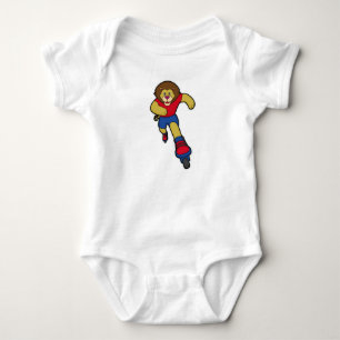 Lion as Skater with Inline skates Baby Bodysuit