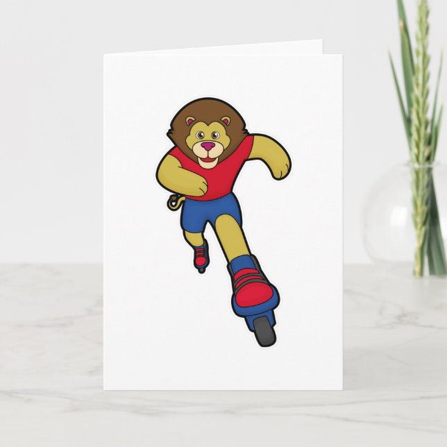Lion as Skater with Inline skates Card (Front)
