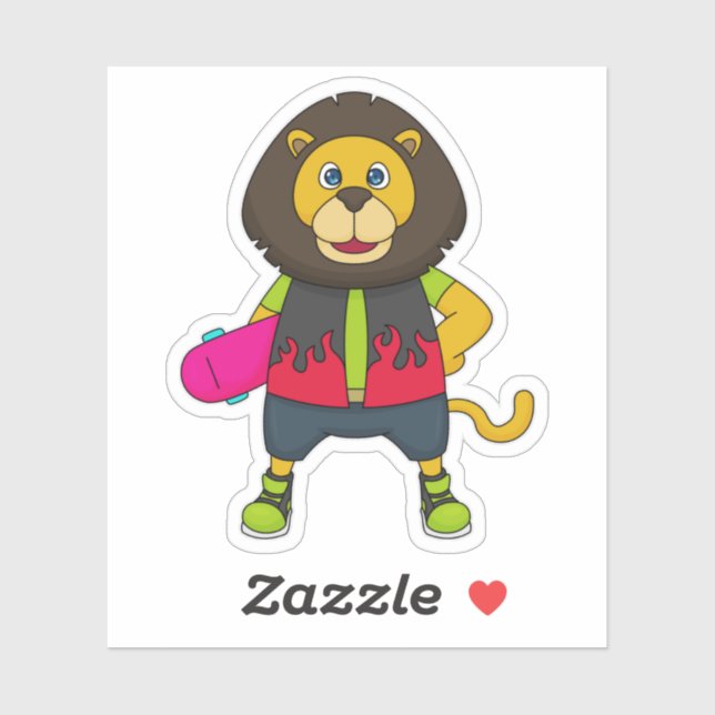 Lion as Skater with Skateboard (Sheet)