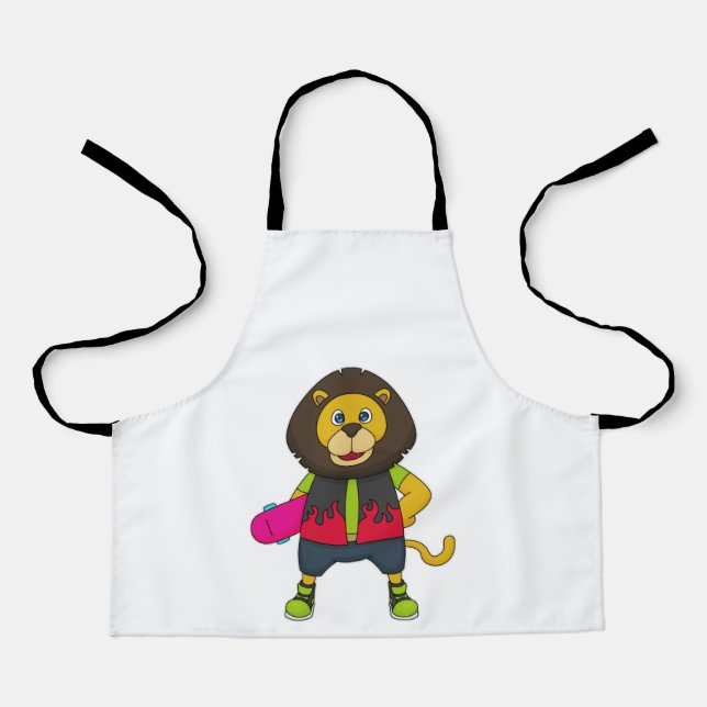 Lion as Skater with Skateboard Apron (Front)