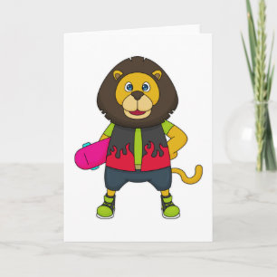 Lion as Skater with Skateboard Card