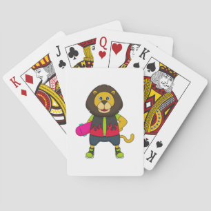 Lion as Skater with Skateboard Playing Cards